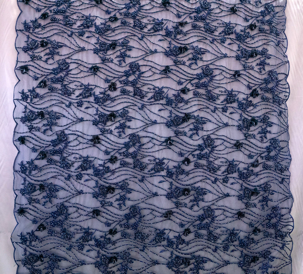 3 Colors, 3D Floral Bridal Beaded Fabric Heavily Embroidered Mesh for Bridal Gowns # TW OR 18