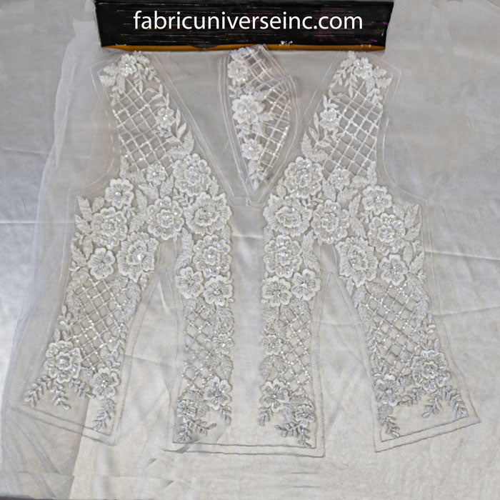 White beaded clearance lace