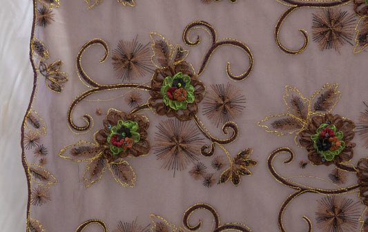 4 Colors, Embroidered Lace with 3D Flowers # SG 1905