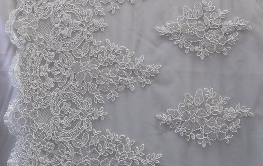 Universe Lace Fabric Bridal Veil Corded Flowers # EMBB852-1