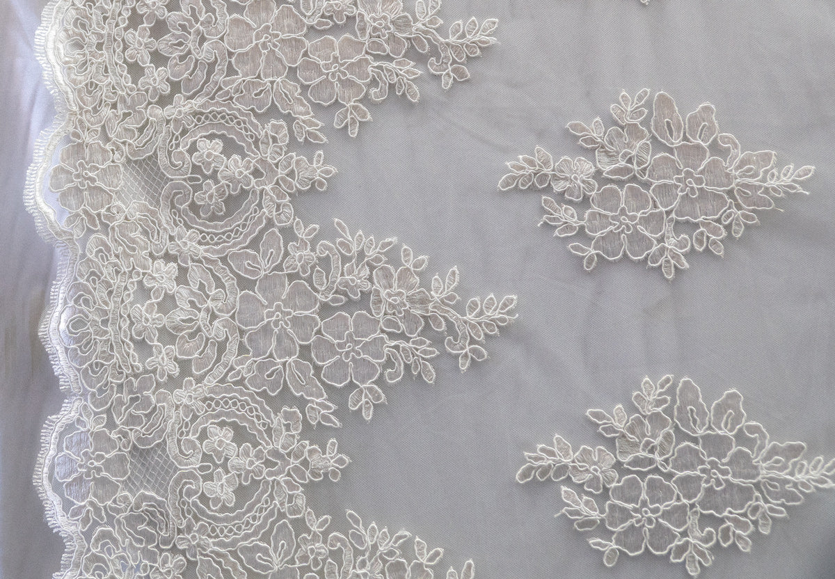 Universe Lace Fabric Bridal Veil Corded Flowers # EMBB852-1