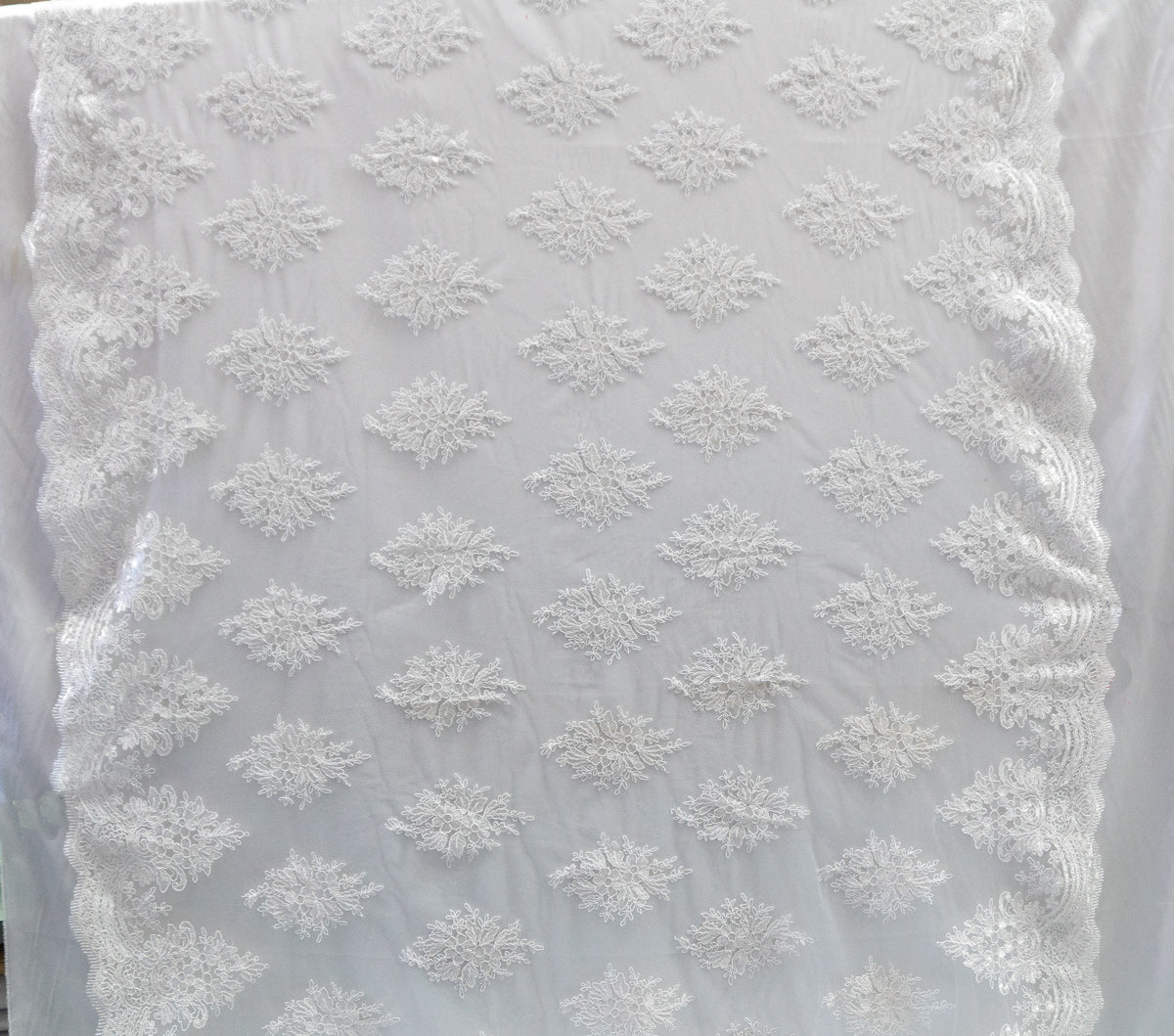 Universe Lace Fabric Bridal Veil Corded Flowers # EMBB 853