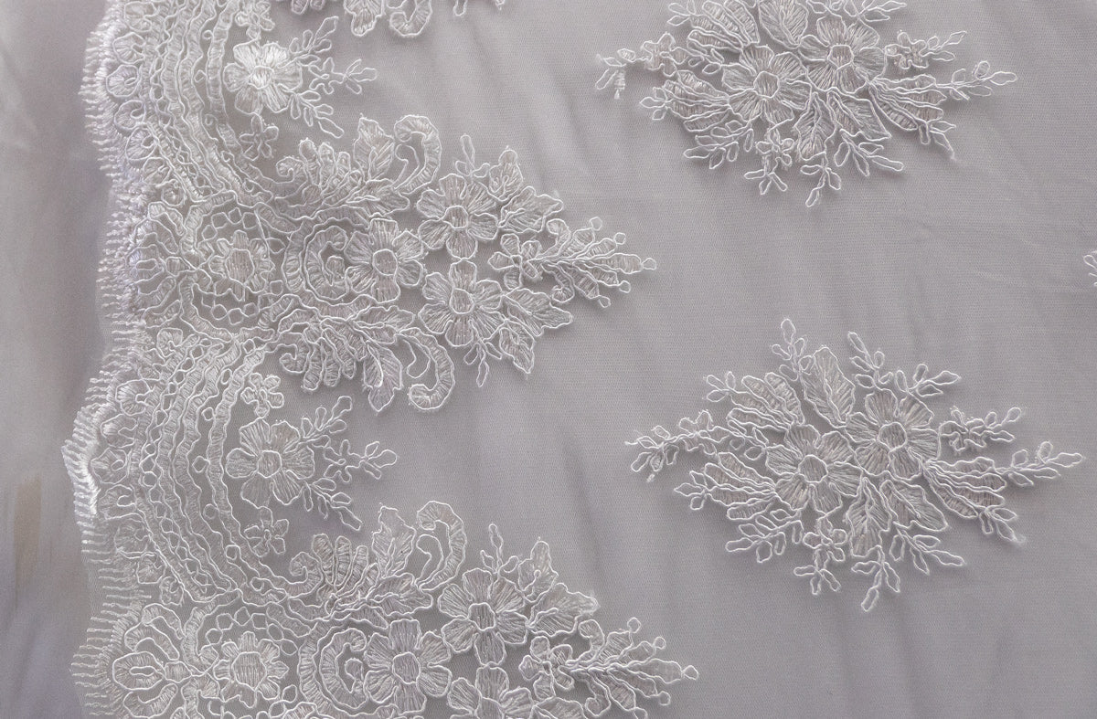 Universe Lace Fabric Bridal Veil Corded Flowers # EMBB 853
