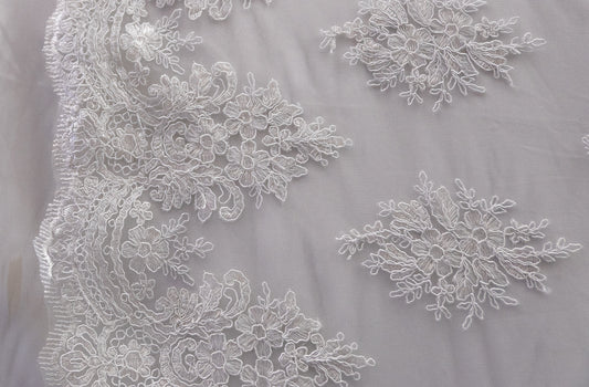 Universe Lace Fabric Bridal Veil Corded Flowers # EMBB 853