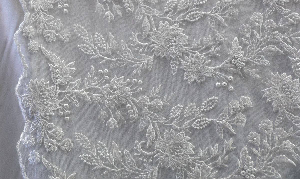 Universe Lace Fabric Bridal Veil Corded Flowers # EMB 100