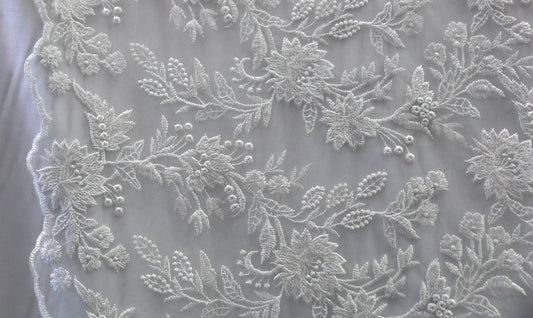 Universe Lace Fabric Bridal Veil Corded Flowers # EMB 100