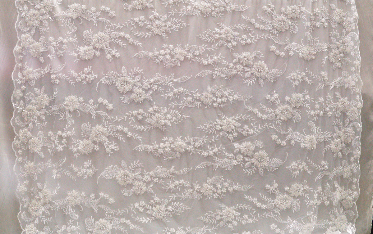 3 Colors, 3D Floral Bridal Beaded Fabric Heavily Embroidered Mesh for –  FABRIC UNIVERSE INC.