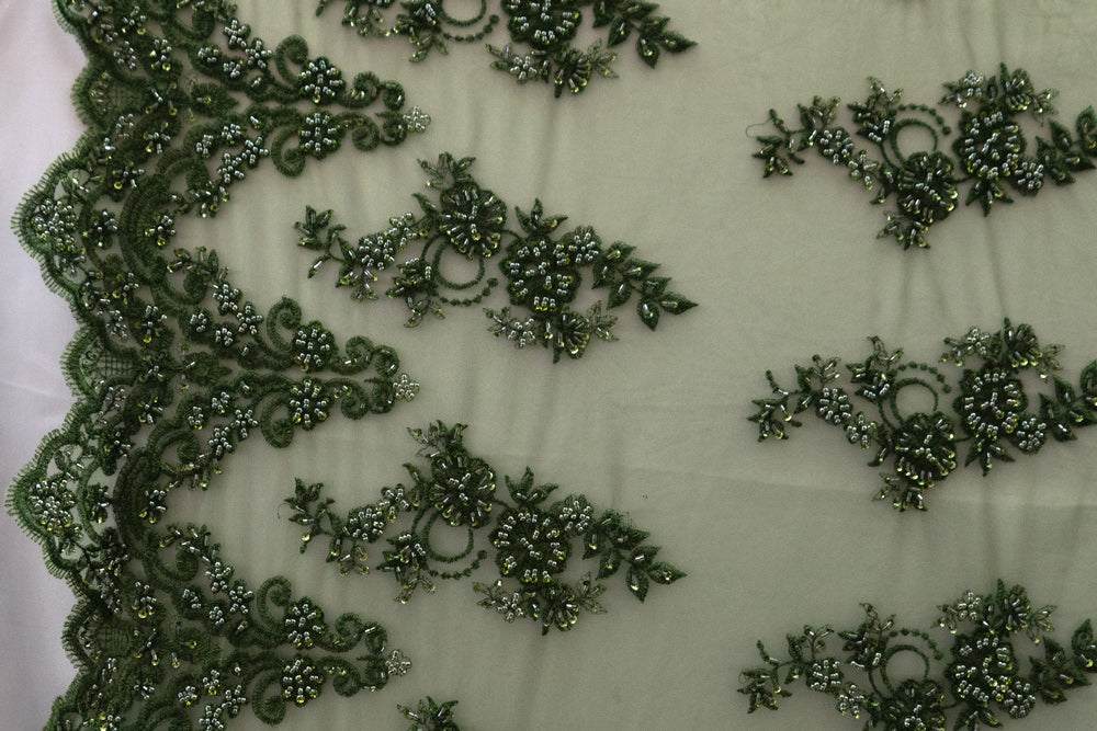 17 Colors, Embroidered Lace With Beads And Sequins # HT 1027