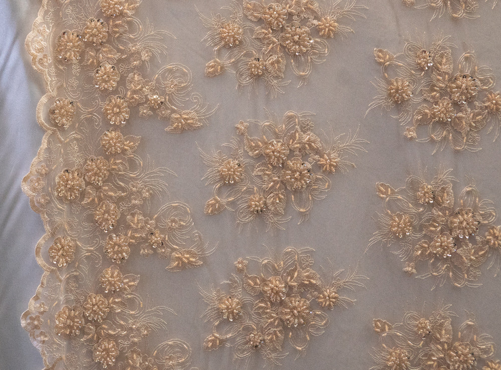 13 Colors, Black Hand Beaded and Embroidered Floral lace # 16EMB101BE