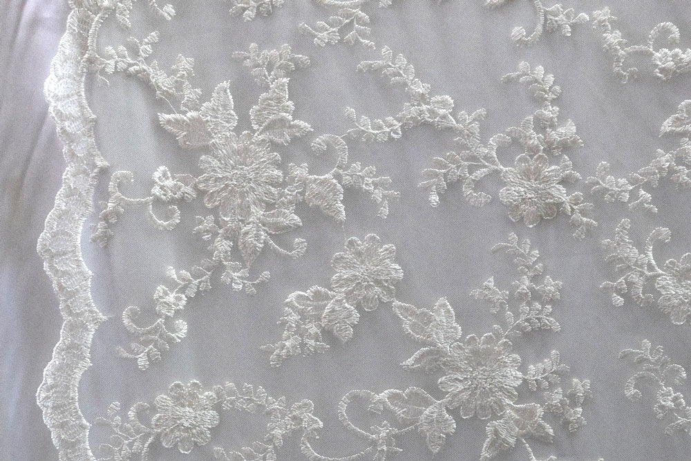 3 Colors, Universe Lace Fabric Bridal Veil Corded Flowers # 19EMB023