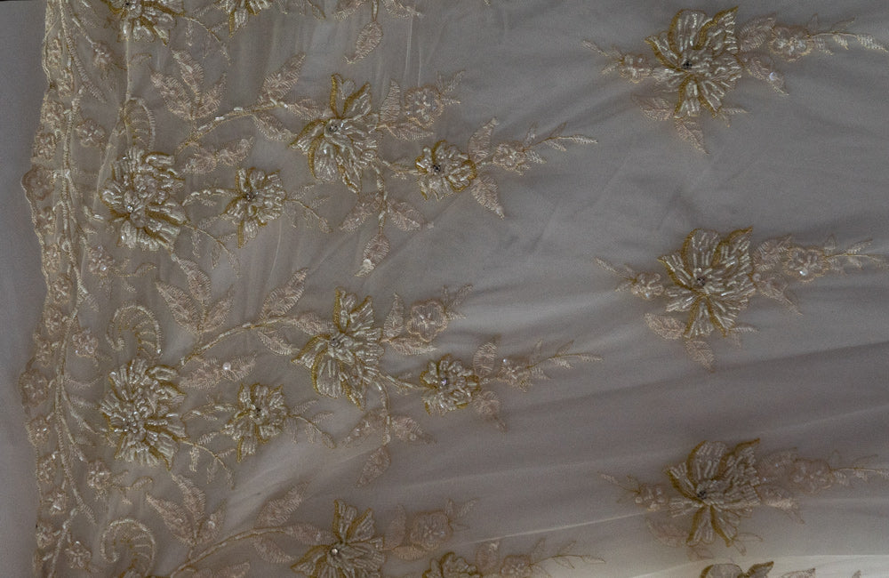 Embroidered Lace With Beads # 90068 C