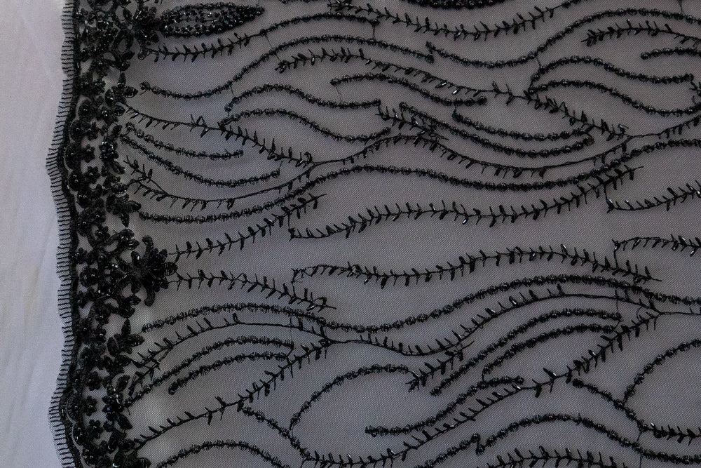 Embroidered Lace With Beads # YET 12222