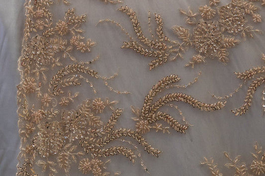 Embroidered Lace With Beads # H 141R