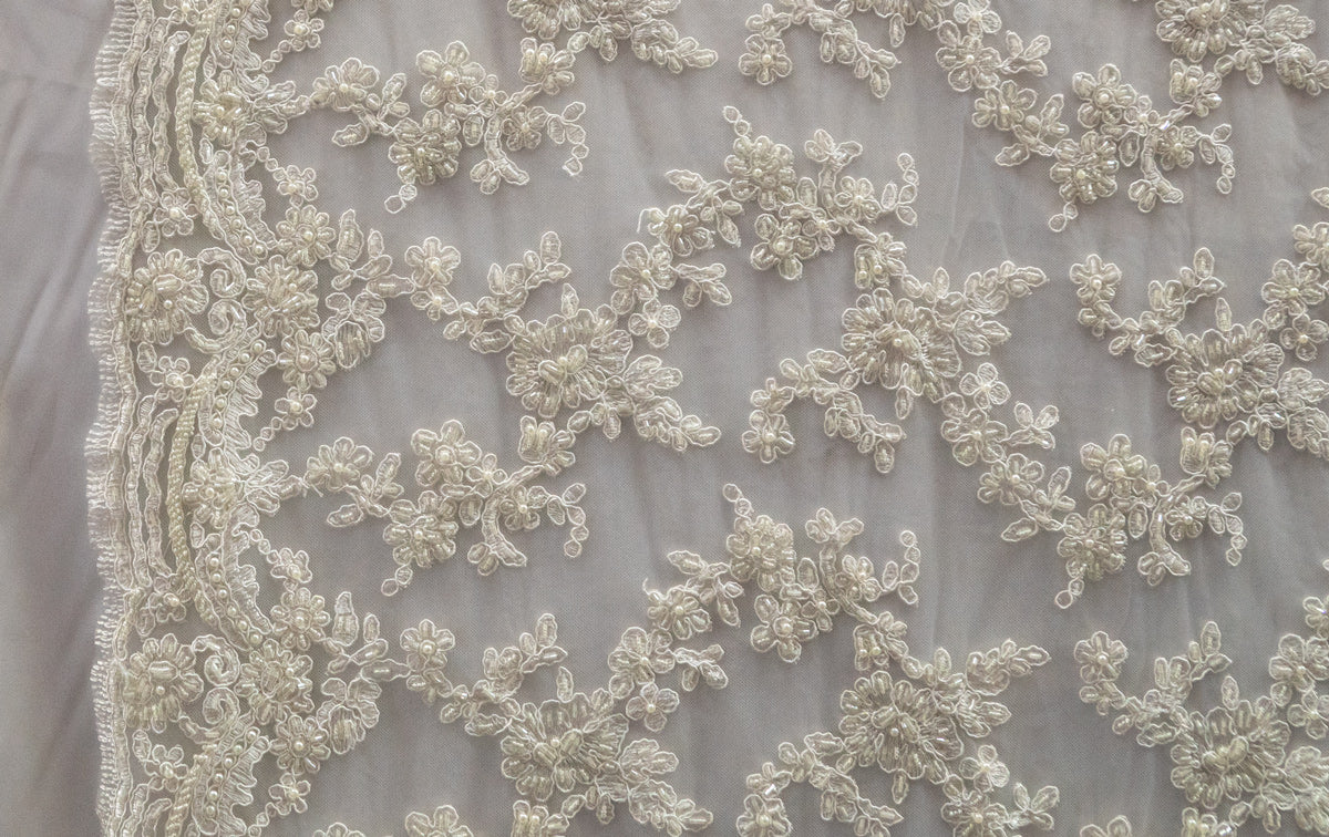 Embroidery Sequins With Beaded Fabric Mesh Lace # WL 103