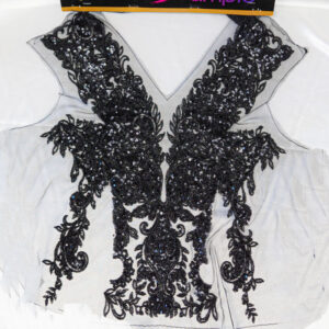 Black Bridal Beaded Lace , 2 Piece Set Front and Back – # VFC-805MP AND # VFC-804MP