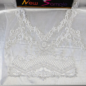 White Bridal Beaded Lace 2 piece Set Front and Back # VFC-230B