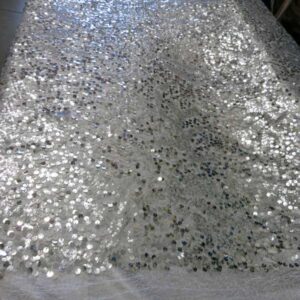 Matt Silver Sequin Spider Mesh Fabric # 11EB056