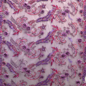 2 Colors, Embroidered Lace with 3D Lurex Flowers # D59