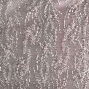 Heavy Hand Beaded White Embroidered Flowers  MH 2208  #4