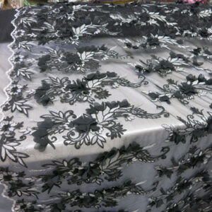2 Colors, Black/White Embroidered lace with 3D Chiffon Flower SP17-050-D- 1