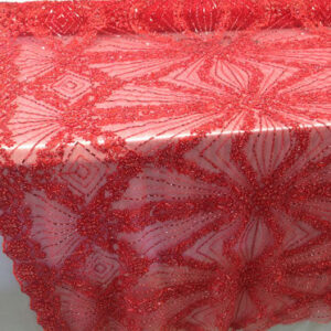 5 Colors, Embroidery Lace With Beads  Red # UNIANG26