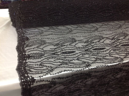 Embroidery Sequins With Beads Black # YET-12222